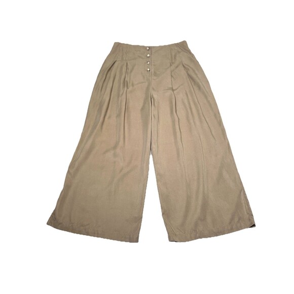 Vetta Capsule Women Beige Culotte Trouser Pants Size 14 Wide Leg Pleated Tencel - Picture 3 of 10